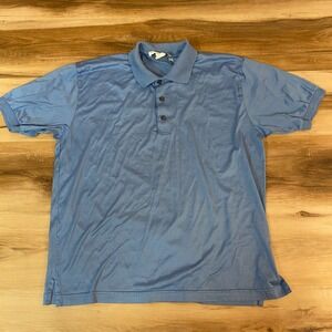 Saks Fifth Avenue Polo Shirt Mens Medium Blue Cotton Short Sleeve